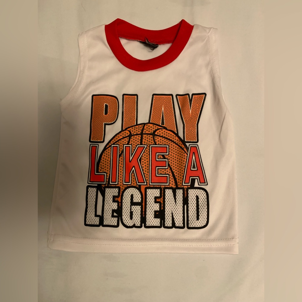 Kids Play Like a Legend Basketball Tank Top - Red & White